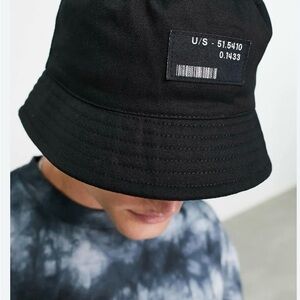 ASOS Black Bucket Hat with Patch Label M/L